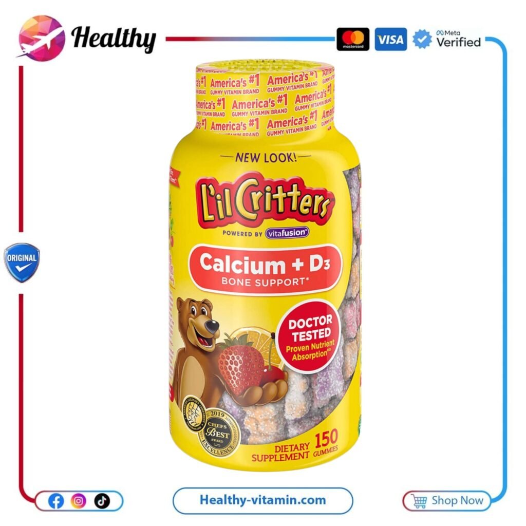 ليل كريترز كالسيوم + د3 لدعم صحة عظام الأطفال 150 جاميز | L’il Critters Calcium + D3 For Kids Bone Support 150 Gummies