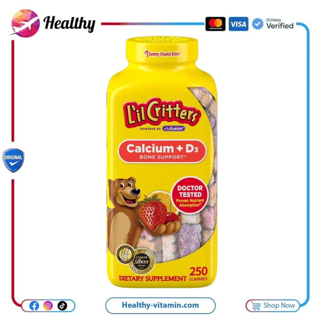 ليل كريترز كالسيوم + د3 لدعم صحة عظام الأطفال 250 جاميز | L’il Critters Calcium + D3 For Kids Bone Support 250 Gummies