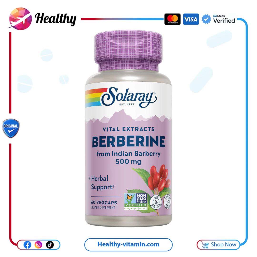 بربرين ٥٠٠ مجم مستخلصات حيوية سولاراي ٦٠ كبسولة نباتية | Berberine 500 mg Vital Extracts Solaray 60 VegCaps