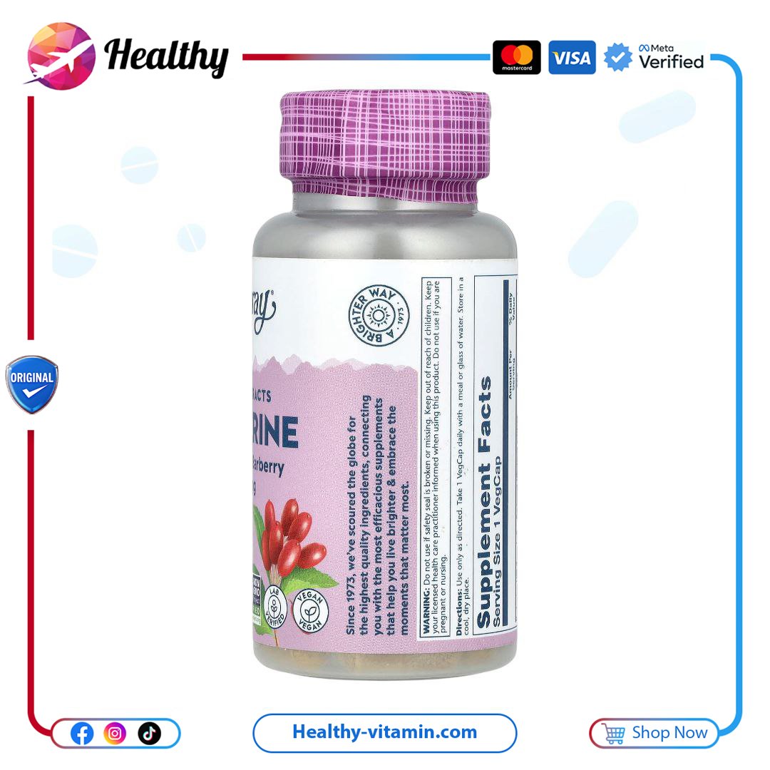بربرين ٥٠٠ مجم مستخلصات حيوية سولاراي ٦٠ كبسولة نباتية | Berberine 500 mg Vital Extracts Solaray 60 VegCaps - الصورة 8