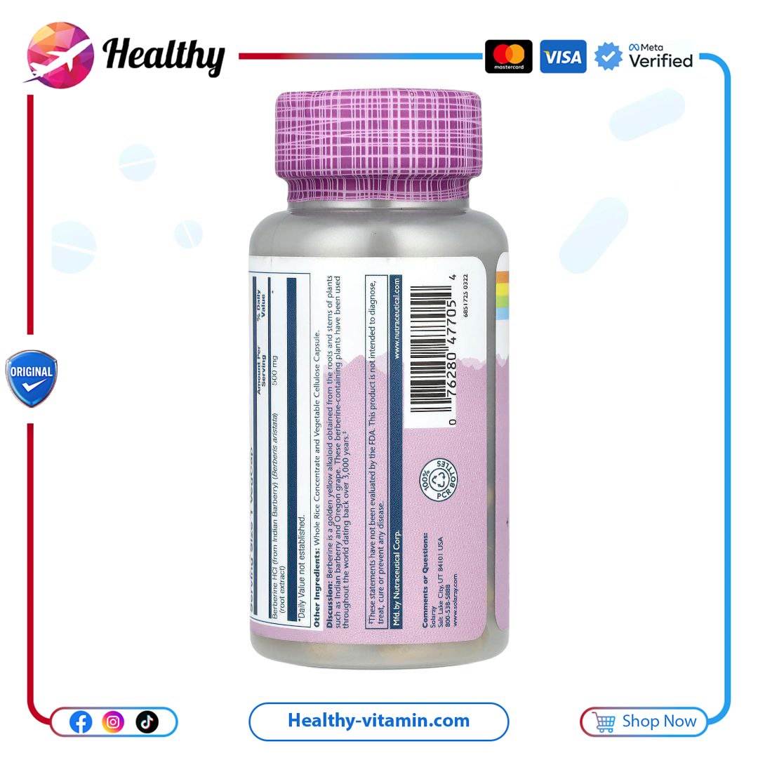 بربرين ٥٠٠ مجم مستخلصات حيوية سولاراي ٦٠ كبسولة نباتية | Berberine 500 mg Vital Extracts Solaray 60 VegCaps - الصورة 10