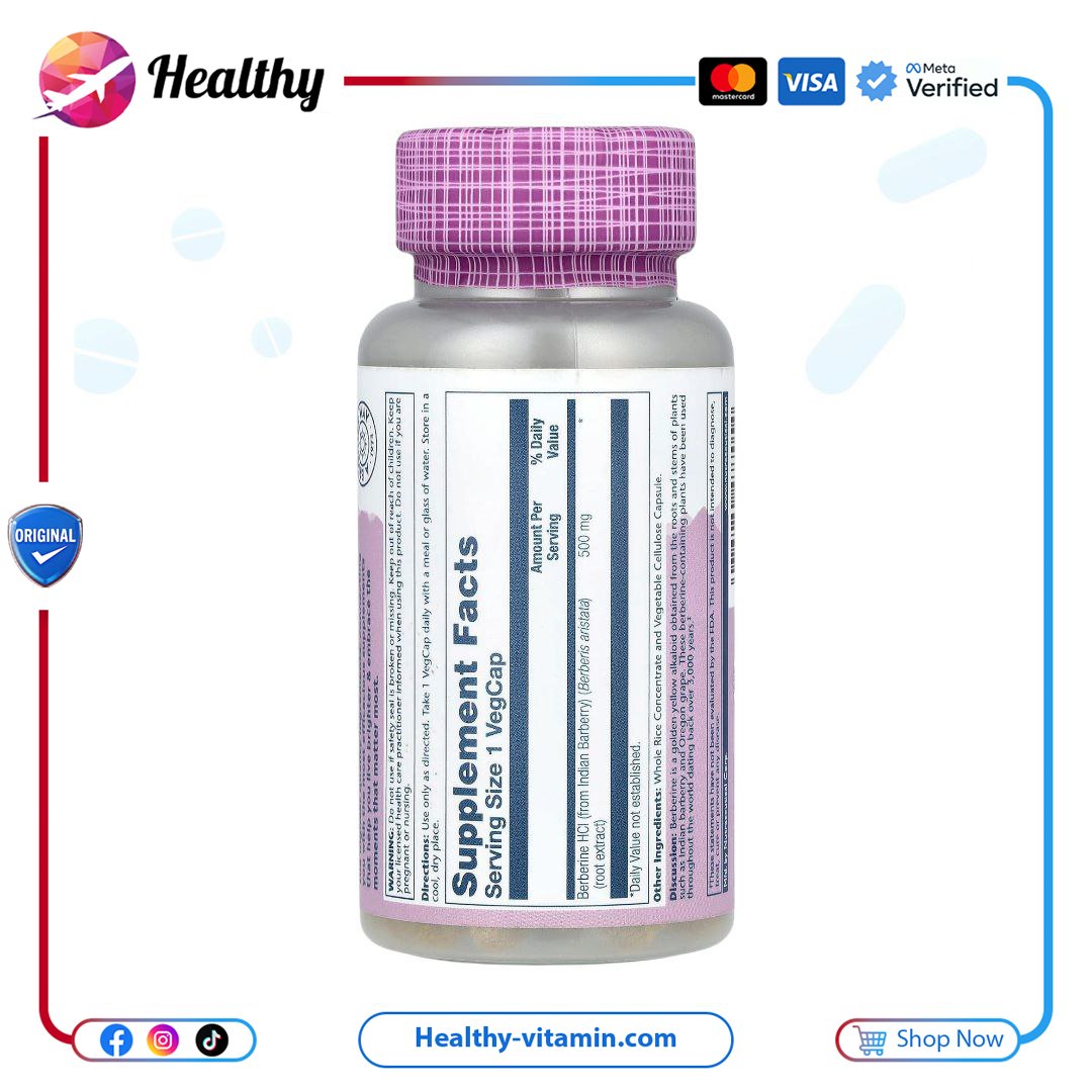 بربرين ٥٠٠ مجم مستخلصات حيوية سولاراي ٦٠ كبسولة نباتية | Berberine 500 mg Vital Extracts Solaray 60 VegCaps - الصورة 9