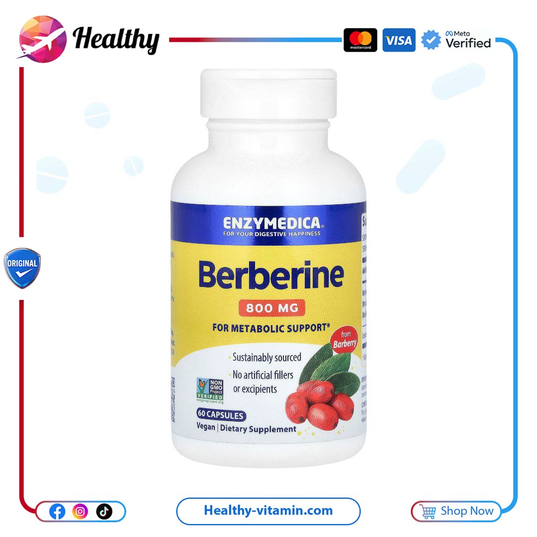 بربرين 800 مجم إنزيميديكا 60 كبسولة | Berberine 800 mg Enzymedica 60 Capsules - Image 9