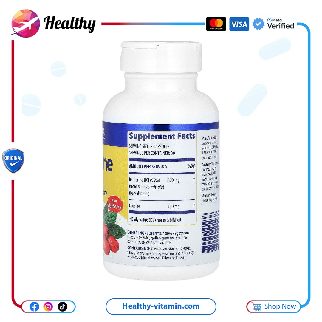 بربرين 800 مجم إنزيميديكا 60 كبسولة | Berberine 800 mg Enzymedica 60 Capsules - Image 10