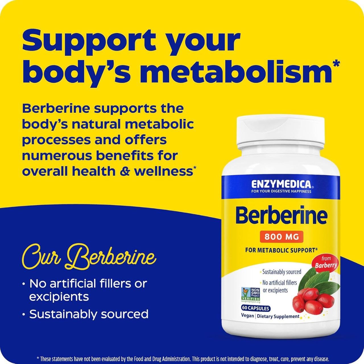 بربرين 800 مجم إنزيميديكا 60 كبسولة | Berberine 800 mg Enzymedica 60 Capsules - Image 8