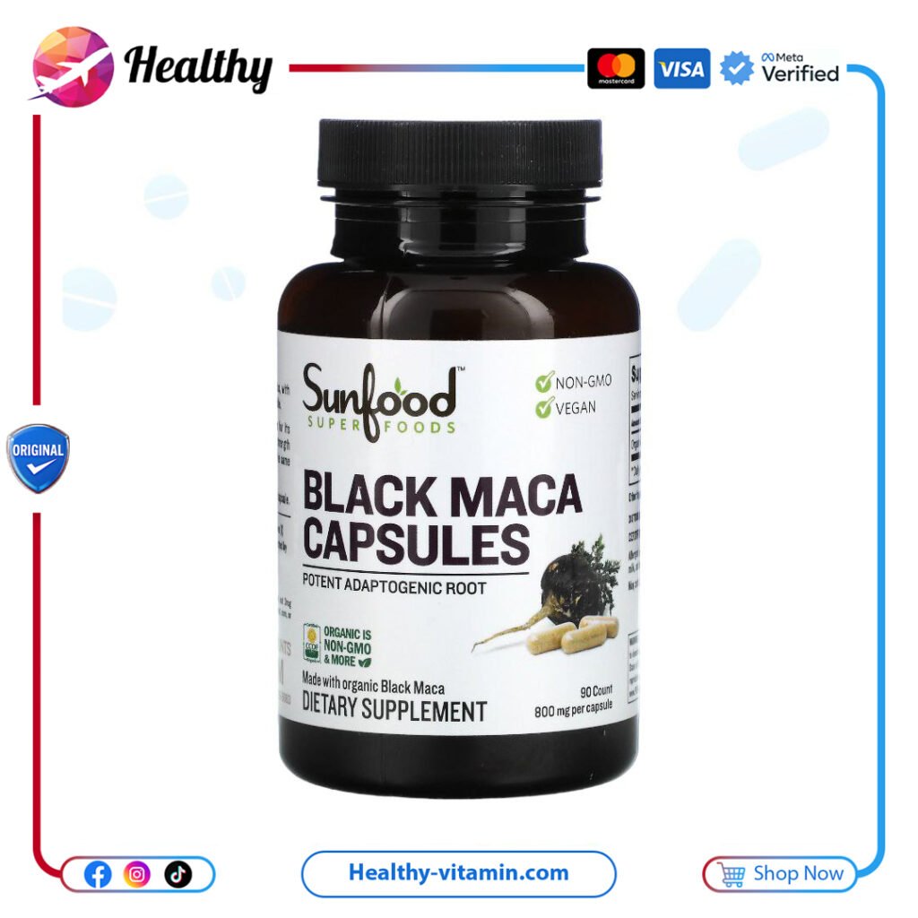 بلاك ماكا سوداء صن فود 800 مجم 90 كبسولة | Black Maca 800 mg Sunfood 90 Capsules