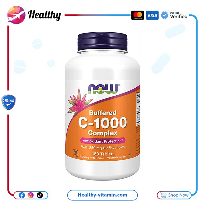 ناو فودز - 180 قرص مركب فيتامين جـ-1000 المخفف | NOW Foods Buffered C 1000 Complex