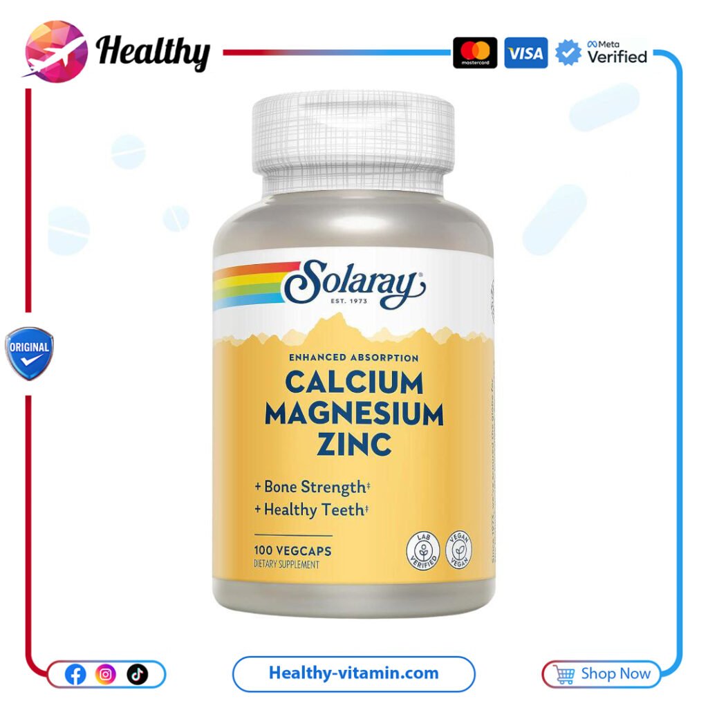 سولاراي - كالسيوم ومغنيسيوم وزنك | Solaray Calcium Magnesium Zinc, 100 VegCaps