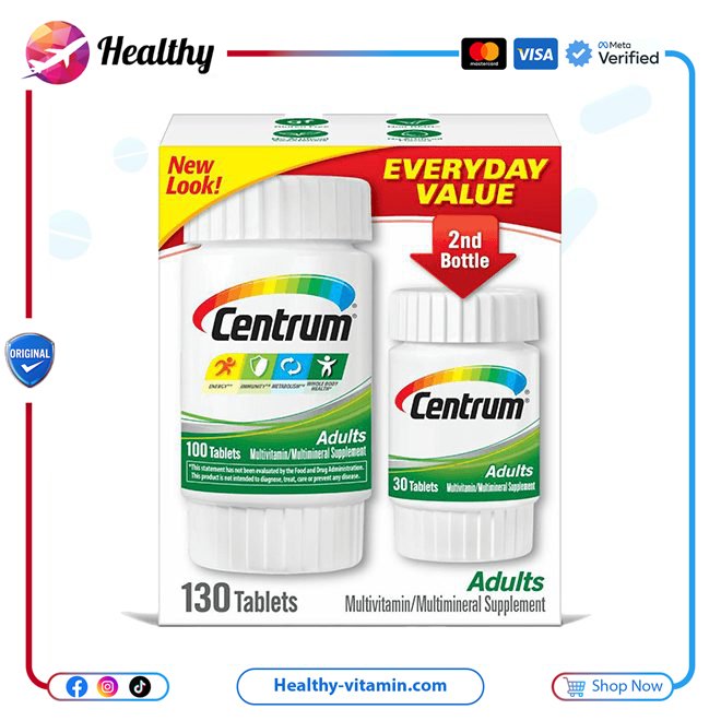 سنتروم أدلت فيتامينات متعددة للبالغين 130 قرص | Centrum Adults Multivitamin 130 Tablets