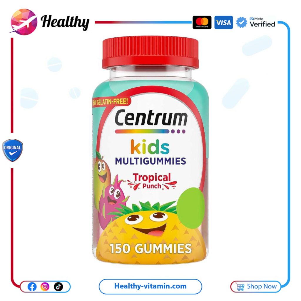 سنتروم كيدز للأطفال بنكهة الفواكه الاستوائية 150 جاميز | Centrum Kids Tropical Punch 150 Gummies