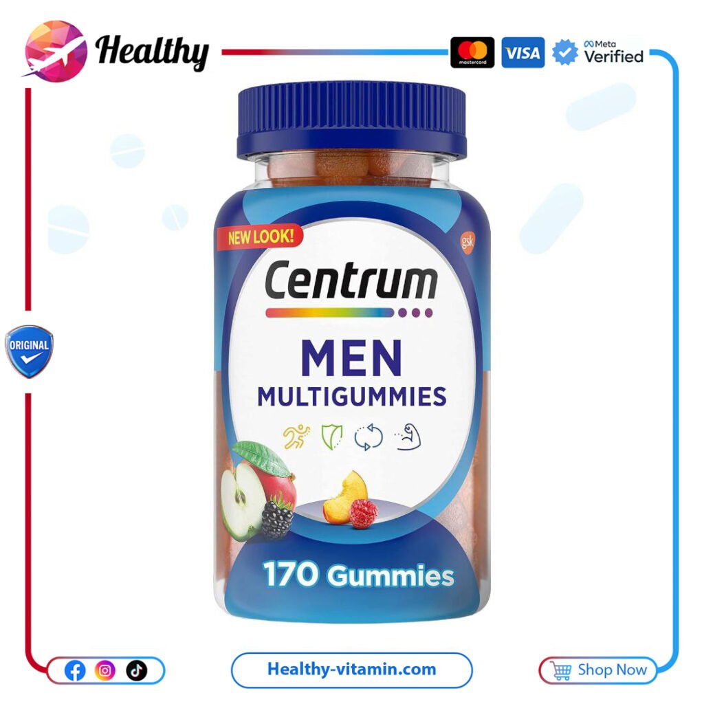 سنتروم مان للرجال حلوى فيتامينات متعددة بنكهة الفواكه الطبيعية المتنوعة 170 جاميز | Centrum Men Multigummies Assorted Natural Fruit 170 Gummies
