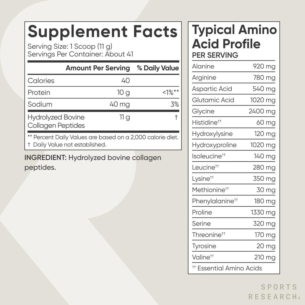 ببتيدات الكولاجين سبورتس ريسيرش مسحوق باودر بدون نكهة 1 رطل 454 جرام | Collagen Peptides Sports Research Unflavored Powder 1 lb 454 g - Image 2