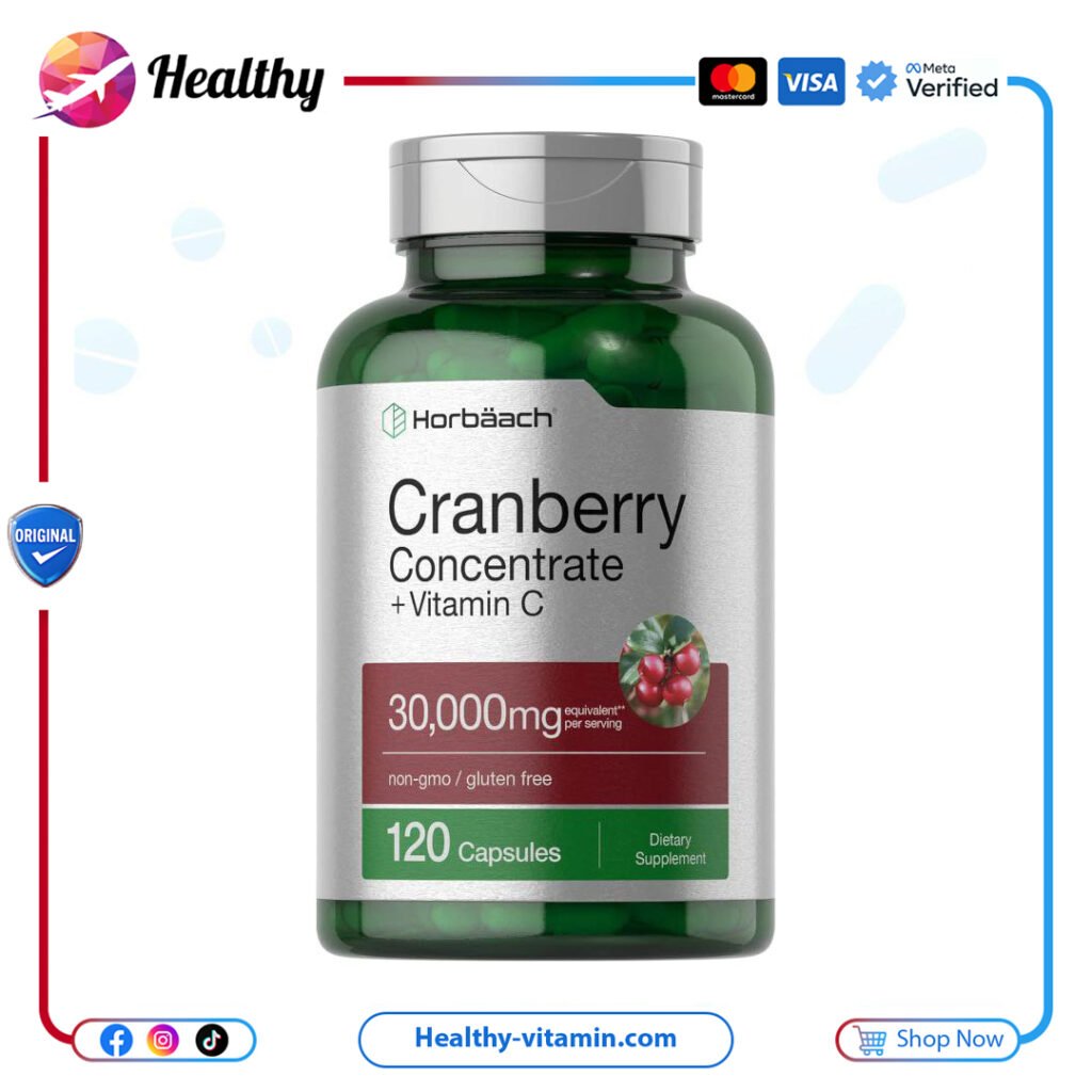 كرانبيري التوت البري + فيتامين سي 30,000 مجم هورباخ 120 كبسولة | Cranberry + Vitamin C 30,000 mg Horbaach 120 Capsules