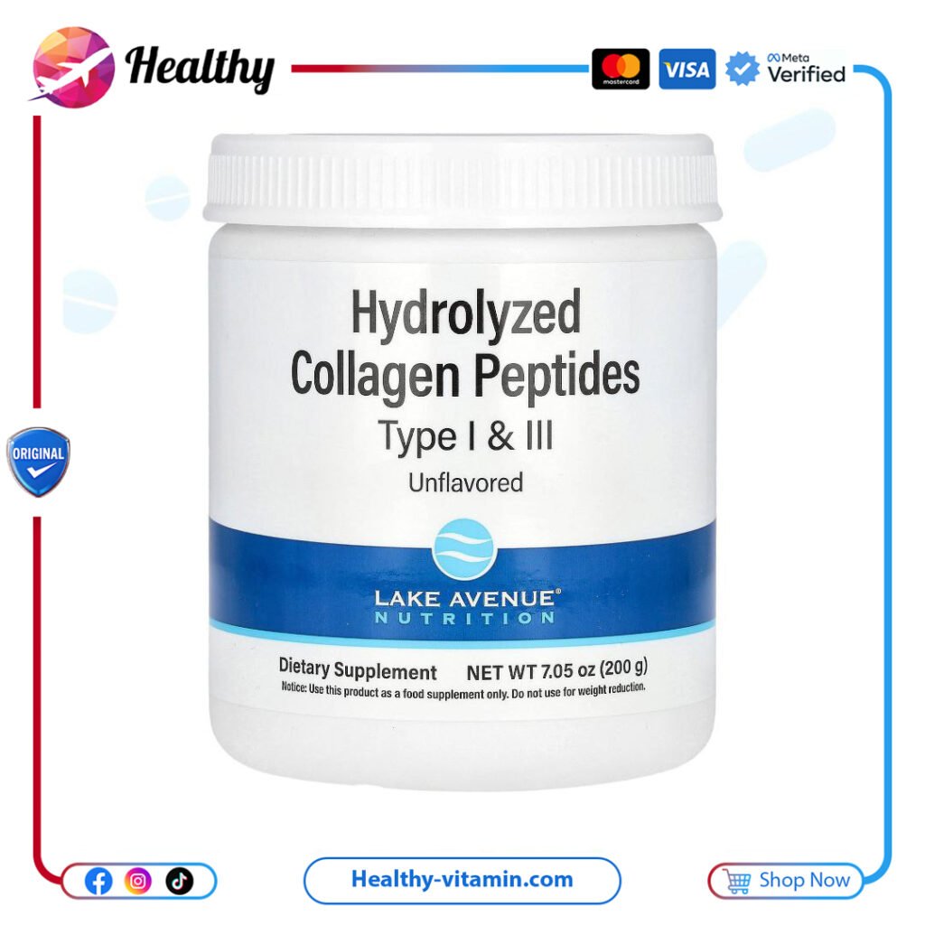 ببتيدات الكولاجين المتحللة ليك أفينيو نيوترشن مسحوق باودر 200 جرام | Hydrolyzed Collagen Peptides Lake Avenue Nutrition Powder 200 g