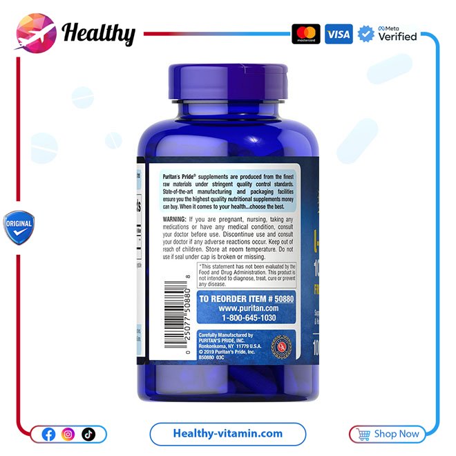 بوريتانز برايد - لارجينيني 1000 ملجم 100 كبسولات | L-Arginine 1000 mg Puritan's Pride 100 Capsules - Image 3