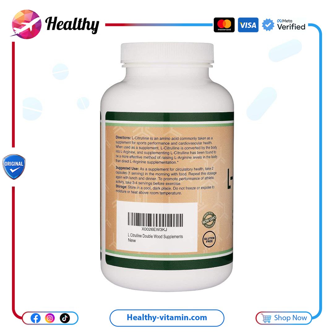 إل-سيترولين 1200 مجم دبل وود سابليمنتس 210 كبسولة نباتية | L-Citrulline 1200 mg Double Wood Supplements 210 Capsules - الصورة 2