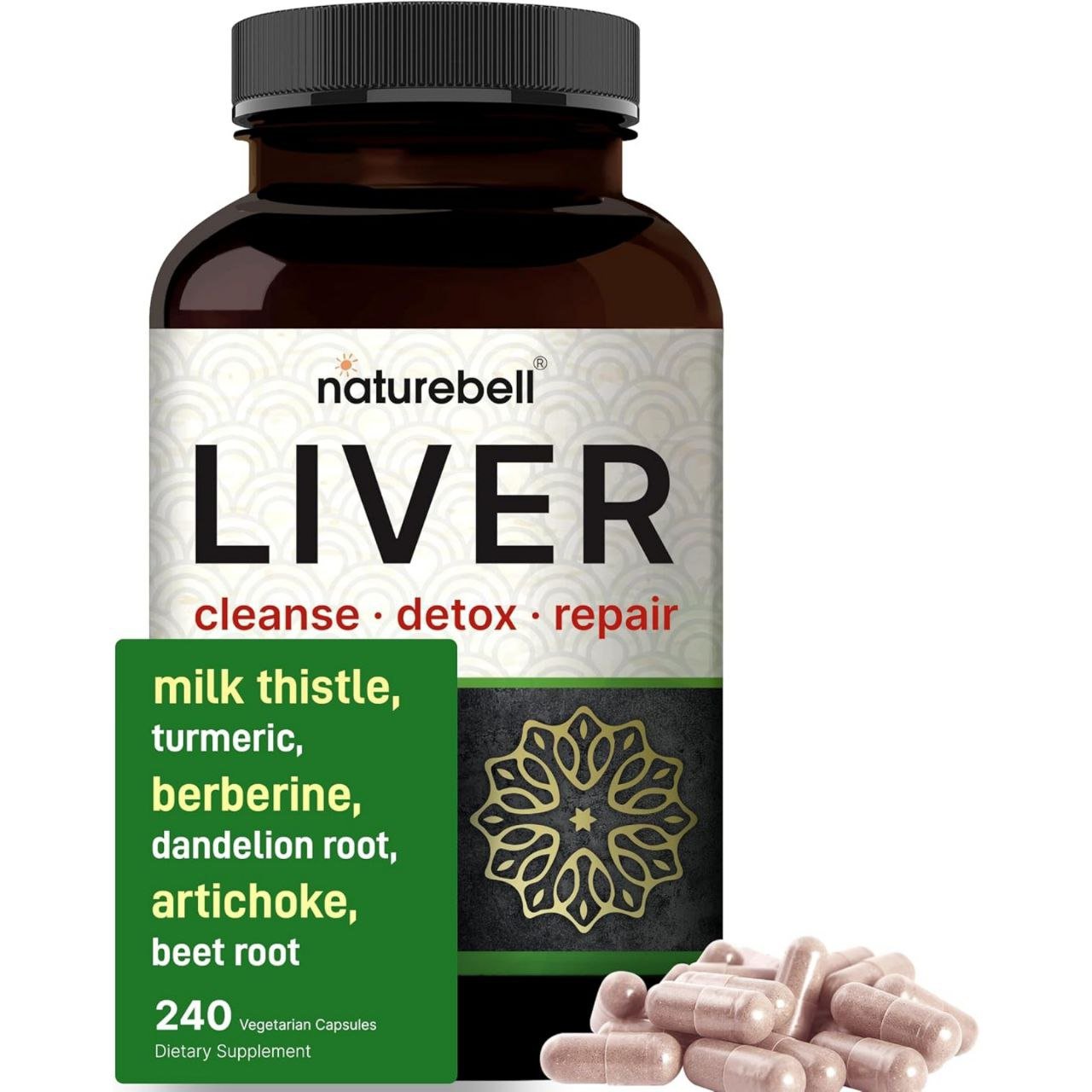 ليفر كلينس ديتوكس لتنظيف الكبد وإزالة السموم وإصلاحه ناتشر بيل 240 كبسولة | Liver Cleanse Detox & Repair NatureBell 240 Veggie Capsules - الصورة 4
