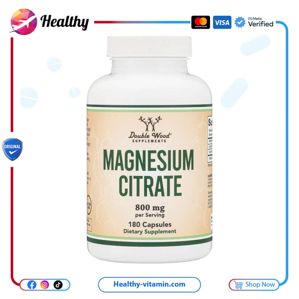 مغنيسيوم سترات 800 مجم دبل وود سابليمنتس 180 كبسولة | Magnesium Citrate 800 mg Double Wood Supplements 180 Capsules