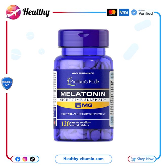 بوريتانز برايد - ميلاتونين 5 ملجم 120 أقراص | Melatonin 5 mg 120 Tablets Puritan's Pride