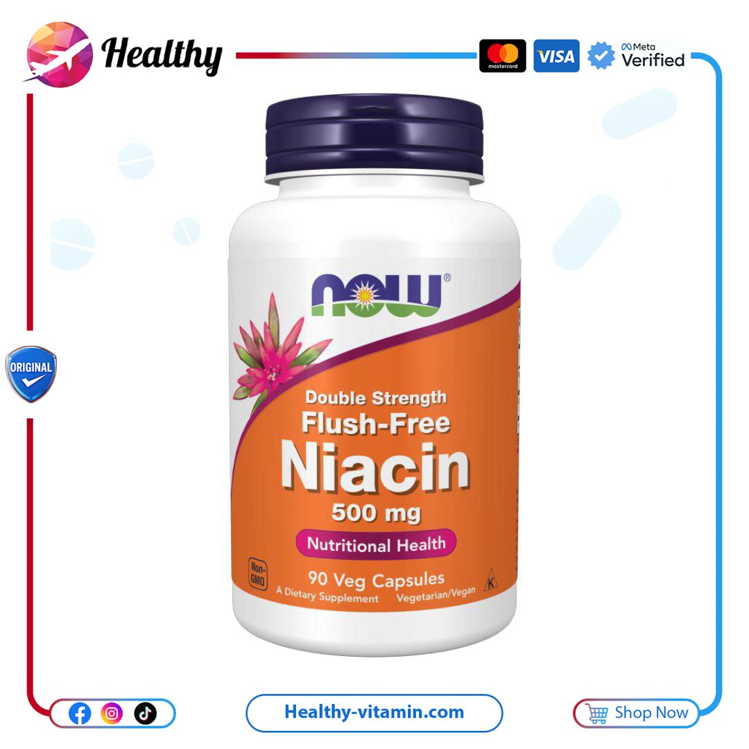 نياسين ٥٠٠ مجم فيتامين ب٣ غير مسبب للاحمرار ناو فودز ٩٠ كبسولة نباتية | Niacin 500 mg Vitamin B3 Flush-Free Now Foods 90 Veg Capsules