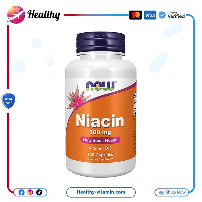نياسين ٥٠٠ مجم ناو فودز ١٠٠ كبسولة نباتية | Niacin 500 mg Now Foods 100 Veg Capsules