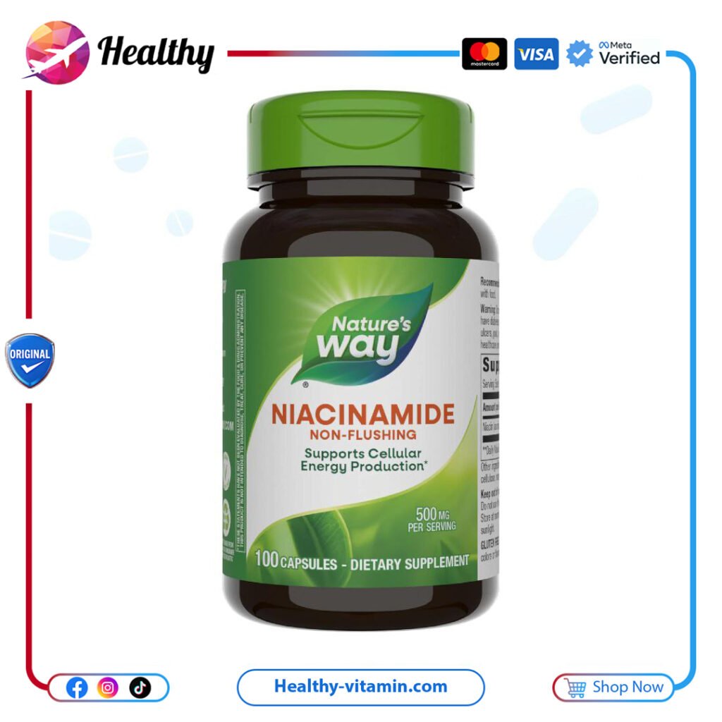 نيتشرز واي - 100 كبسولة نياسناميد، 500 ملجم | Nature’s Way - Nature's Way Niacinamide, Non Flushing, 500 mg