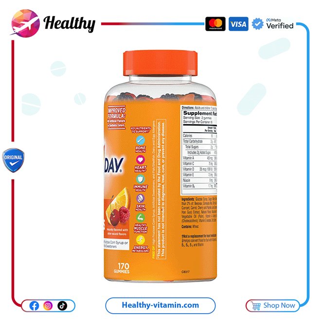 وان أ داي فيتاكريفز® فيتامينات و معادن متعددة للنساء باير 170 جاميز | One-A-Day VitaCraves® Women's Multivitamin/Multimineral Supplement Gummies 170 Gummies - الصورة 3