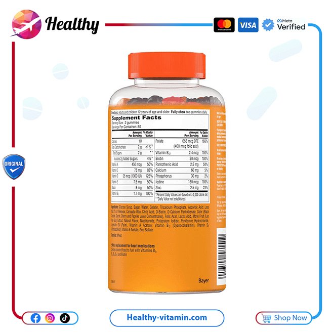 وان أ داي فيتاكريفز® فيتامينات و معادن متعددة للنساء باير 170 جاميز | One-A-Day VitaCraves® Women's Multivitamin/Multimineral Supplement Gummies 170 Gummies - الصورة 2
