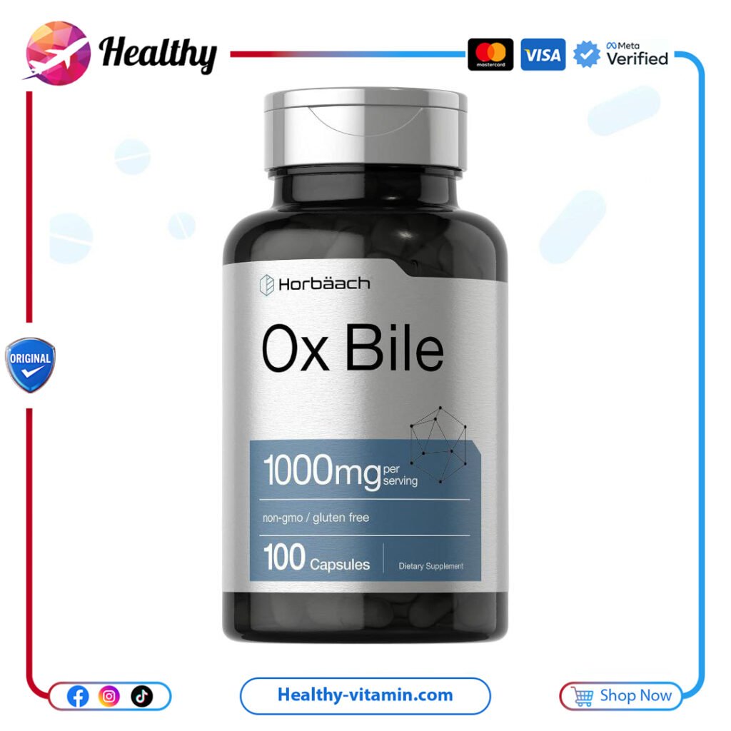 اوكس بايل 1000 مجم عصارة الصفراء البقرية هورباخ 100 كبسولة | Ox Bile 1000 mg Horbaach 100 Capsules