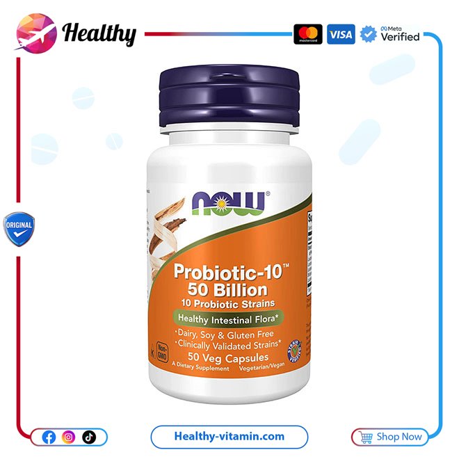 ناو فودز - 50 كبسولة نباتية ‎، ‏50 مليار | NOW Foods Probiotic 10™, 50 Billion