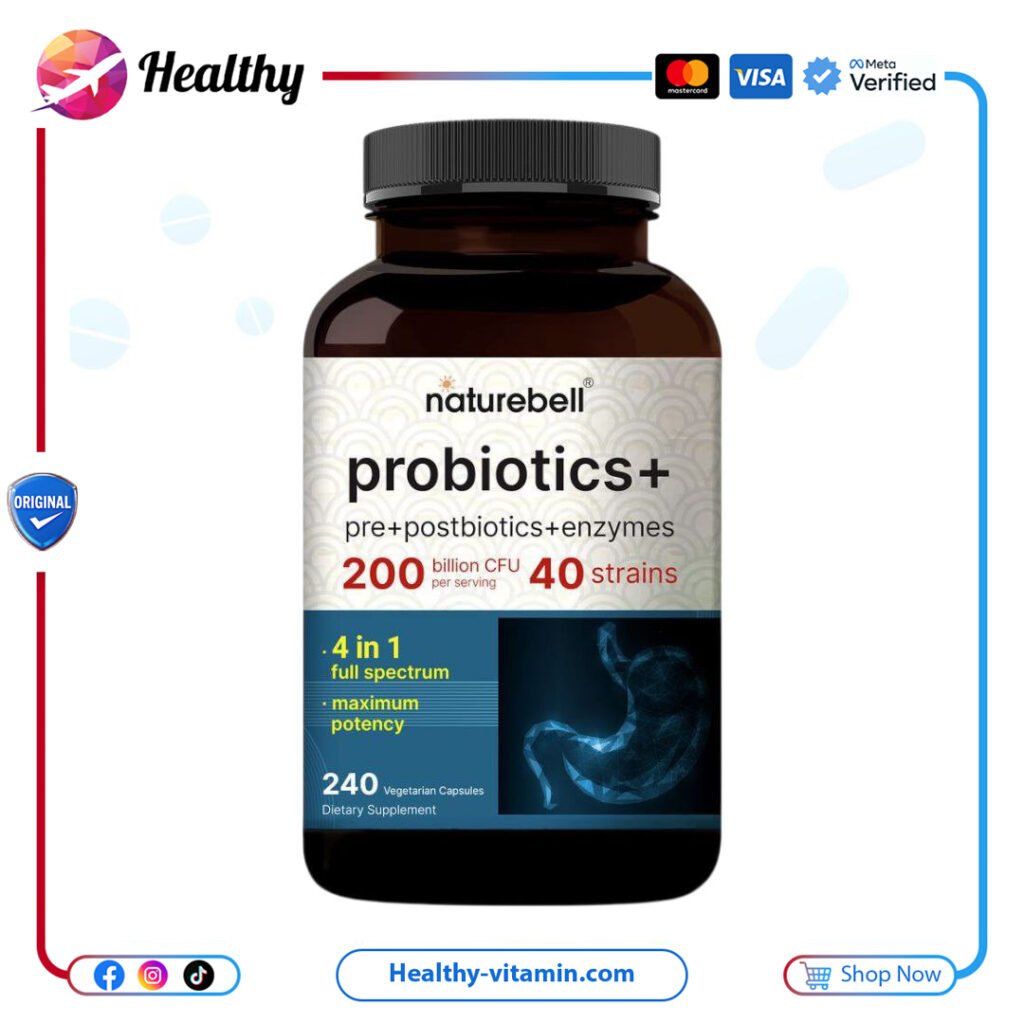 بروبيوتيك 200 مليار وحدة ناتشر بيل 240 كبسولة نباتية | Probiotics 200 Billion CFU NatureBell 240 Veggie Capsules