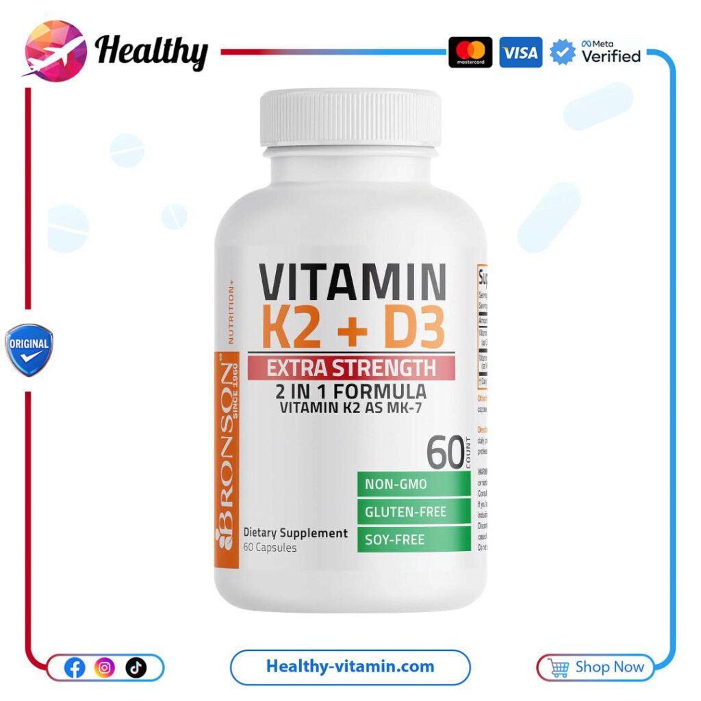 فيتامين د3 ك2 10,000 وحدة دولية + 120 مكجم إم كي-7 برونسون 180 سوفت جيل | Vitamin D3 K2 10,000 IU + 120 mcg MK-7 Bronson 180 Softgels