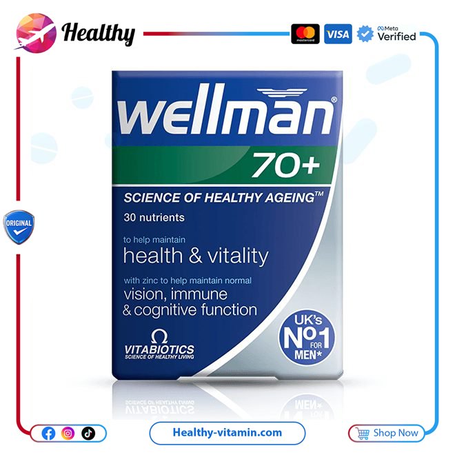 ويلمان 70+ فيتامينات متعددة للرجال فوق سن السبعين فيتابيوتكس 30 قرص | Wellman 70+ Multivitamin For Men Vitabiotics 30 Tablets