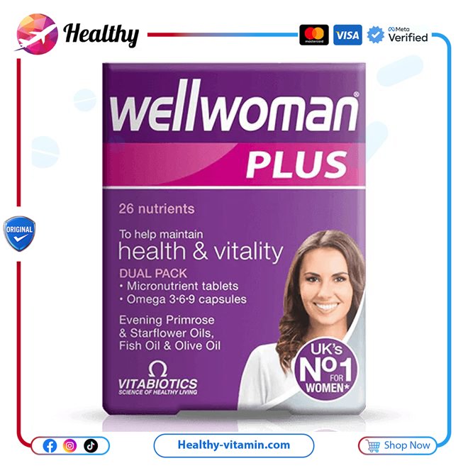 فيتابايوتكس - ويللوومان بلس أوميغا 3-6-9 56 تابليتسكابسوليس | Wellwoman Plus Omega 3-6-9 Vitabiotics 56 Tablets/Capsules