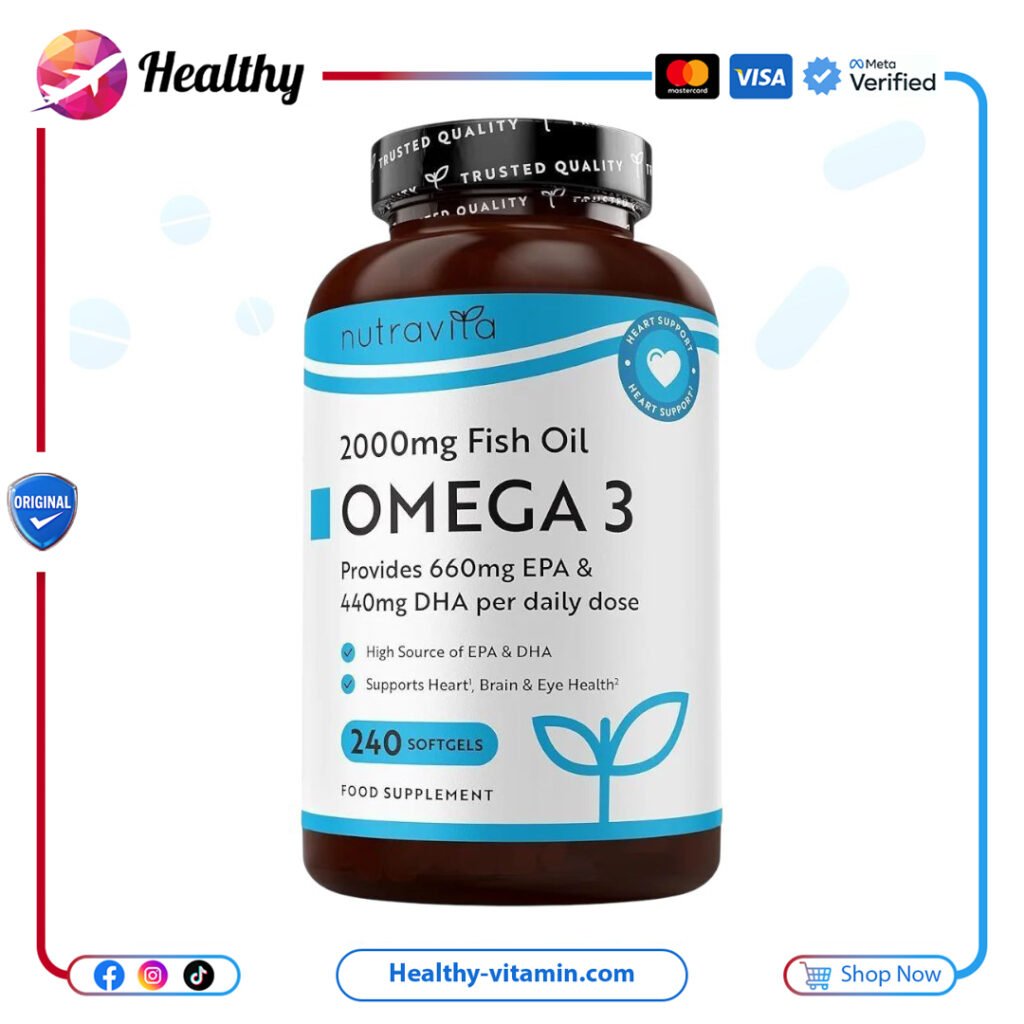 أوميجا 3 ٢٠٠٠ مجم نوترافيتا ٢٤٠ سوفت جيل | Omega-3 2000 mg Nutravita 240 Softgels