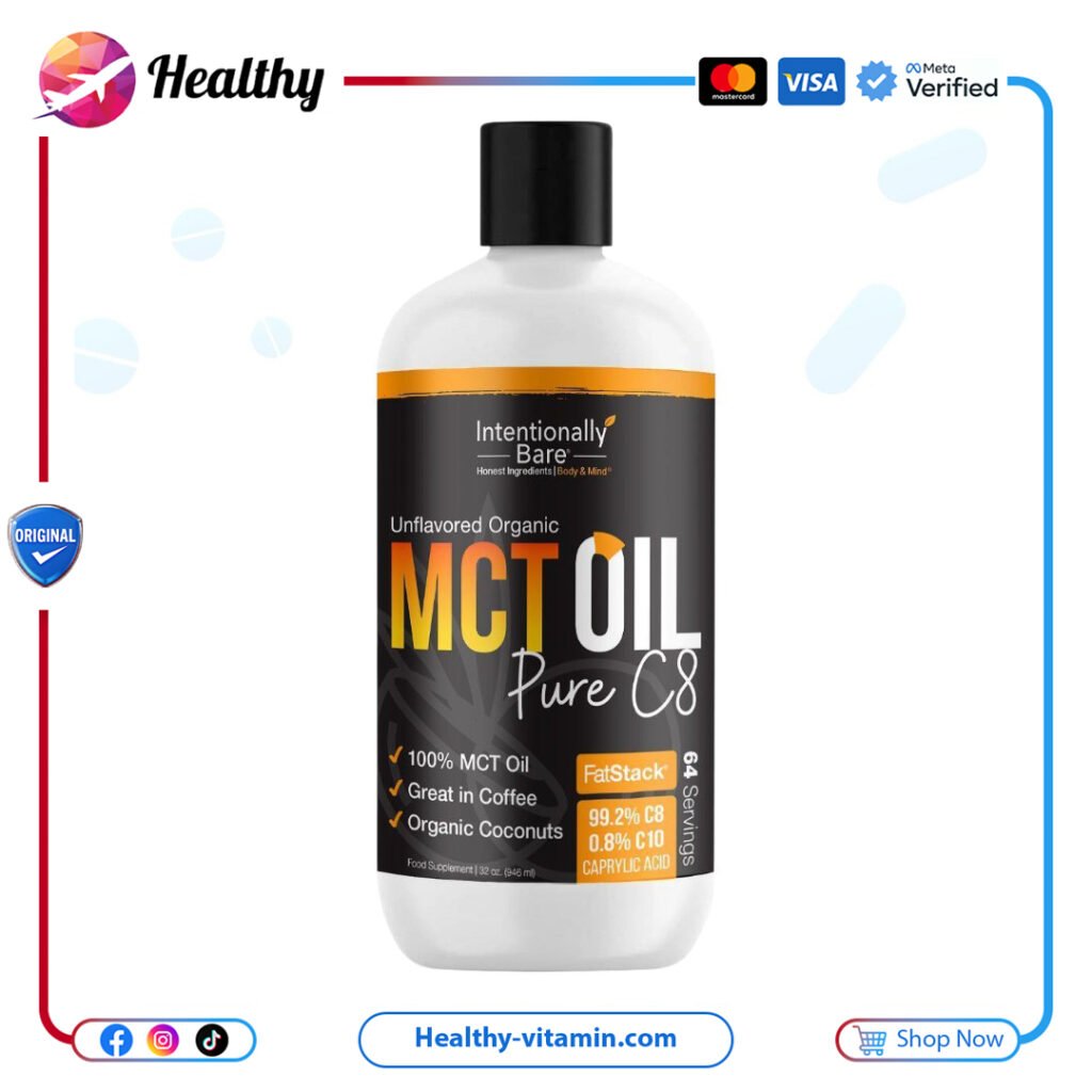 زيت إم سي تي أويل عضوي نقي سي 8 إنتنشالي بار بدون نكهة 32 أونصة سائلة 946 مل | Organic MCT Oil Pure C8 Intentionally Bare Unflavored 32 fl oz 946 ml