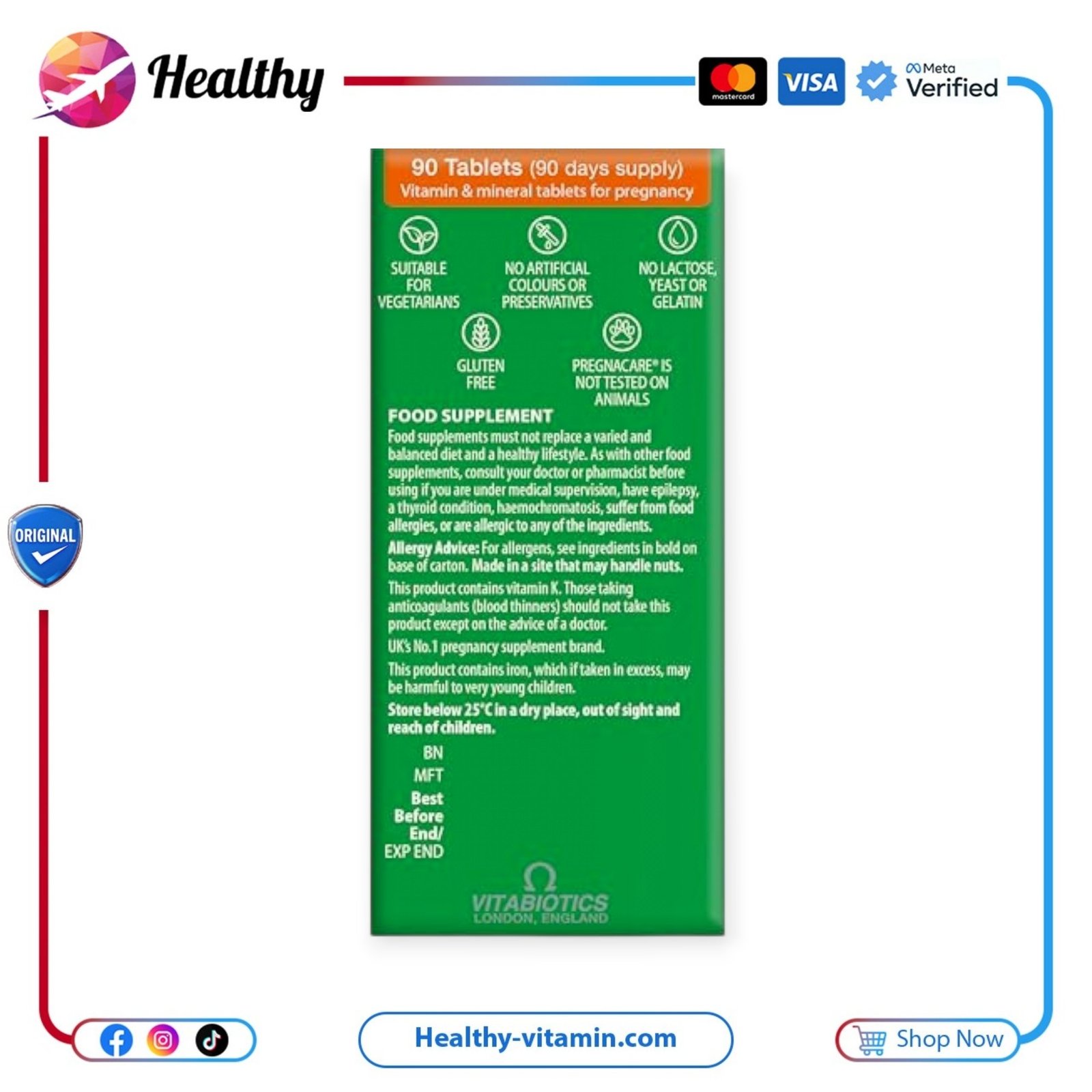 بريجناكير أوريجينال فيتابيوتكس 30 قرص | Pregnacare Original Vitabiotics 30 Tablets - Image 4