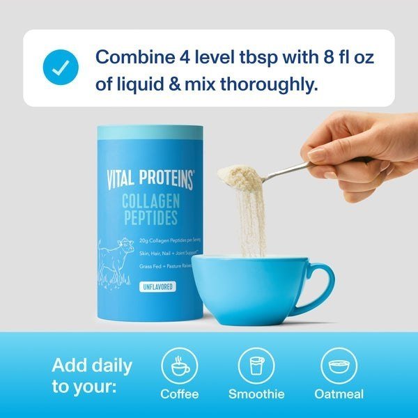 ببتيدات الكولاجين فيتال بروتينز مسحوق باودر بدون نكهة 10 أونصة 284 جرام | Vital Proteins Collagen Peptides Unflavored Powder 10 oz 284 g - الصورة 7